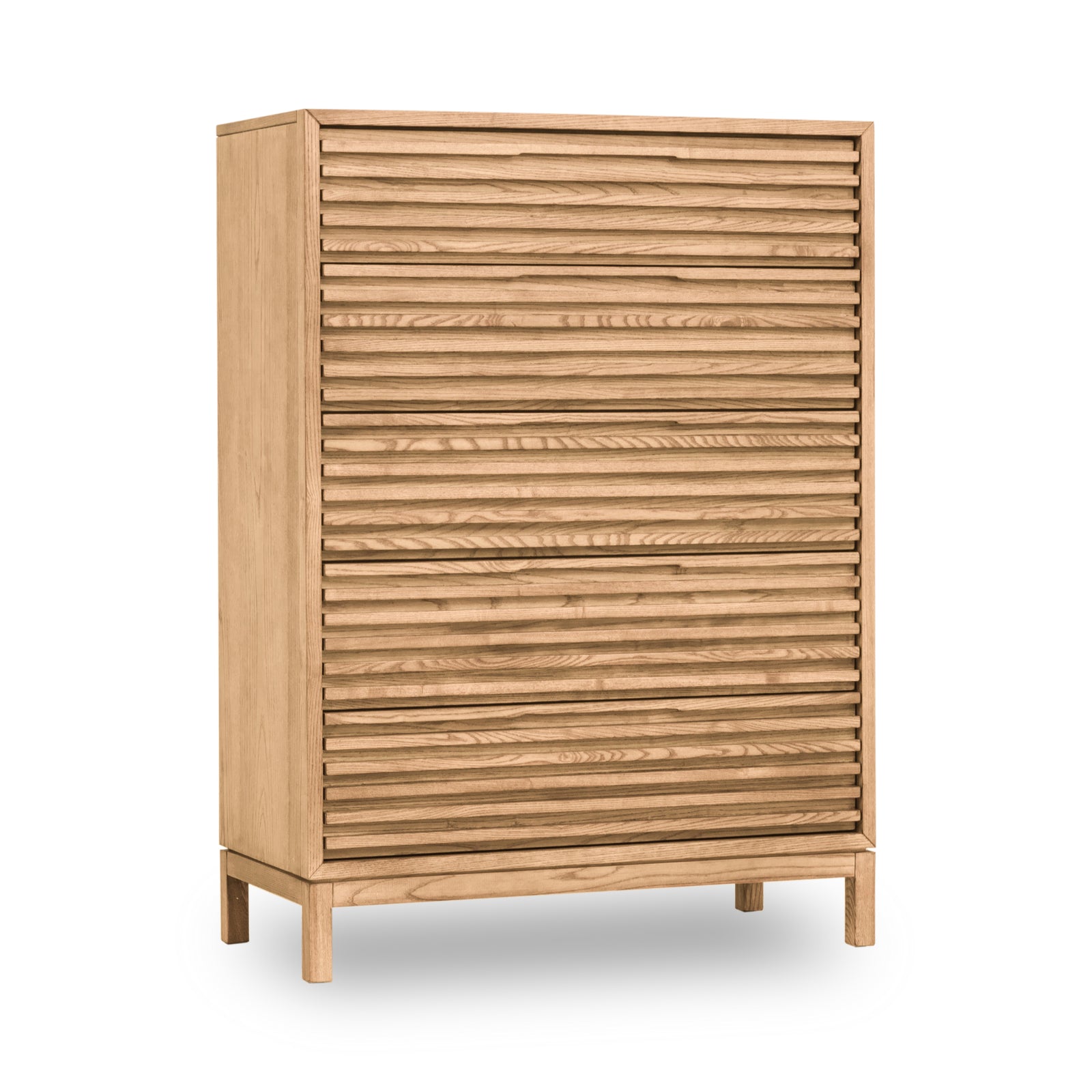 Tanner Five Drawer Ash Wood Chest in Flaxen