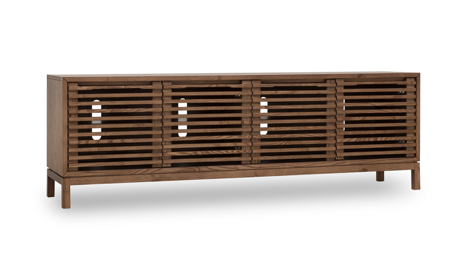 Tanner Four Door Ash Wood Media Console in Roux — 2