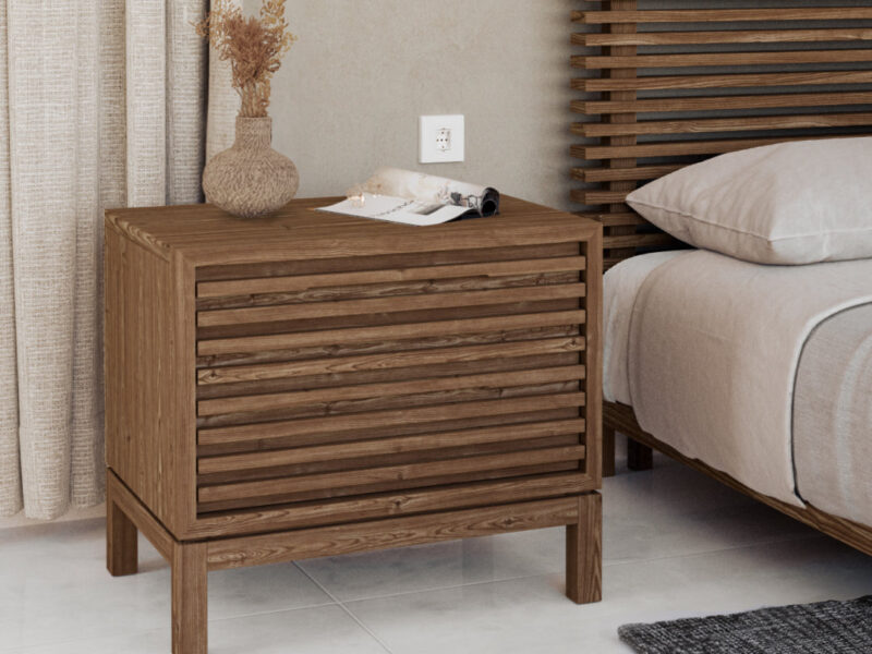 Tanner Two Drawer Ash Wood Nightstand in Roux