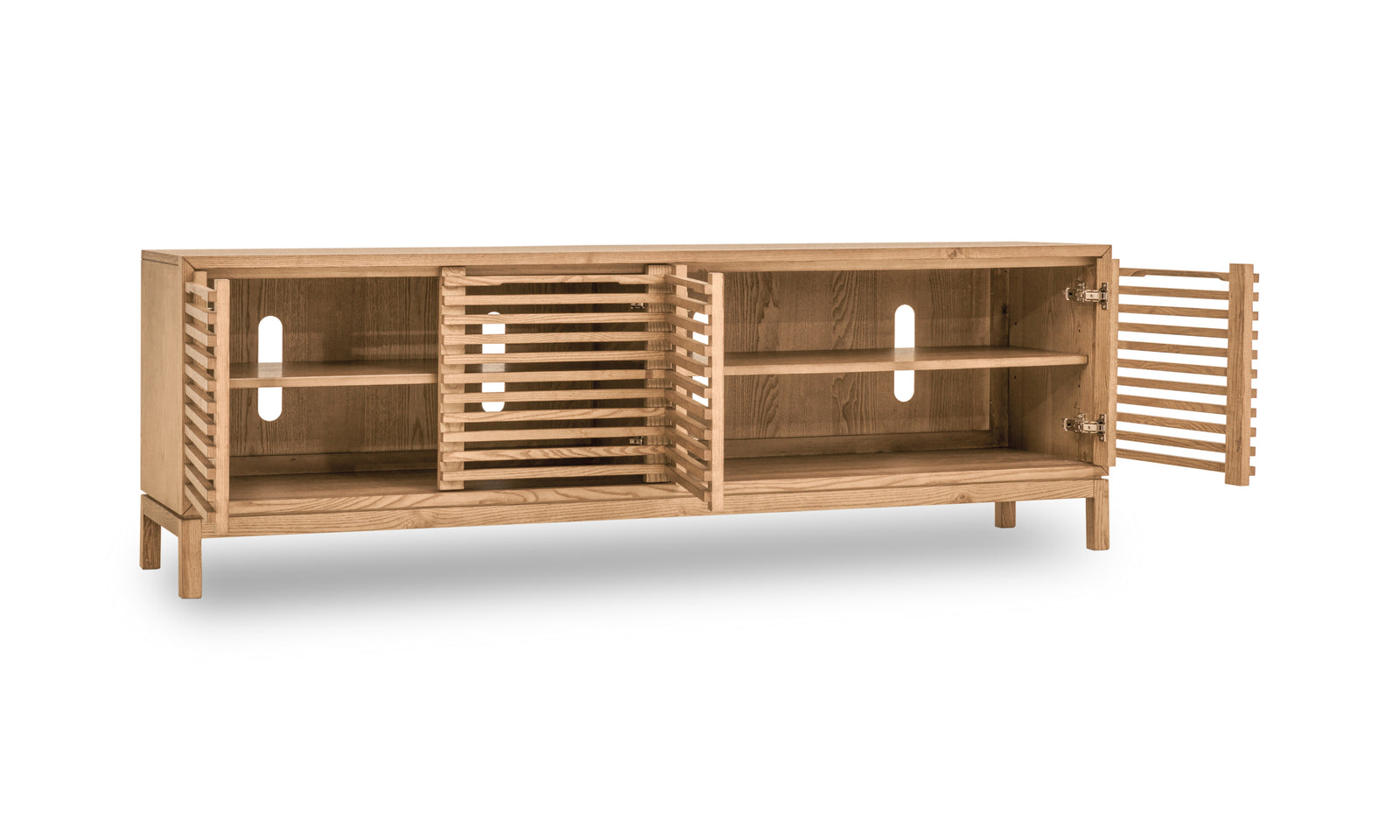 Tanner Four Door Ash Wood Media Console in Flaxen — 3