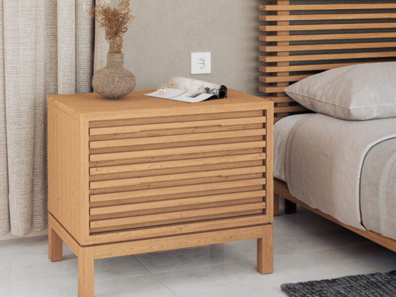 Tanner Two Drawer Ash Wood Nightstand in Flaxen