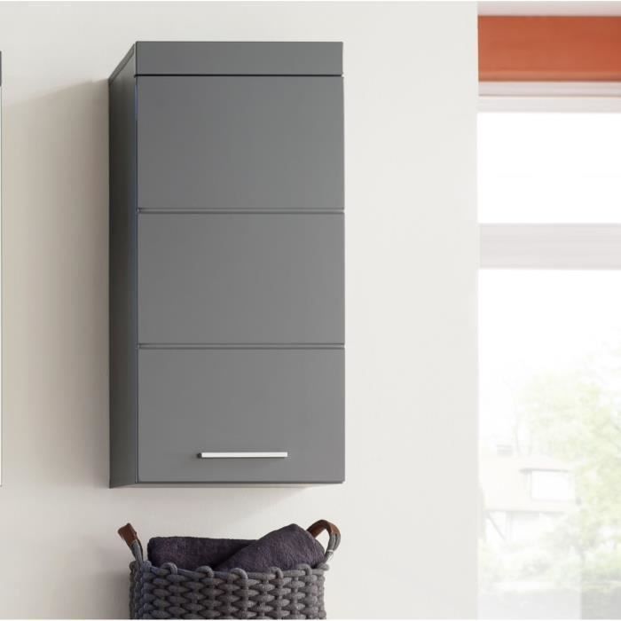 AMANDA Tall Bathroom Cabinet, 1 Door, Grey, TRENDTEAM — 4