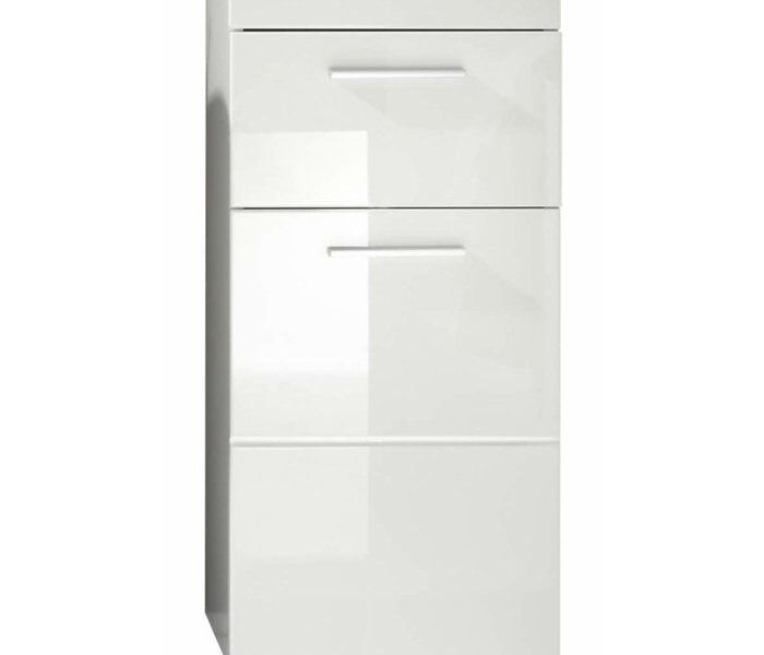 AMANDA Bathroom Base Cabinet, 1 Door and 1 Drawer, L37 x D31 x H79 cm, White, TRENDTEAM