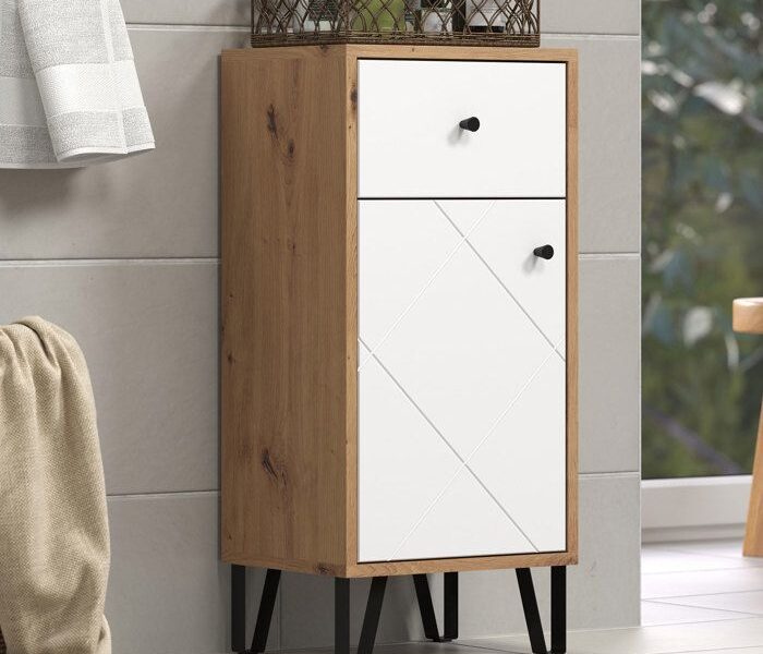 Touch Bathroom Furniture, Matt White, Oak Effect