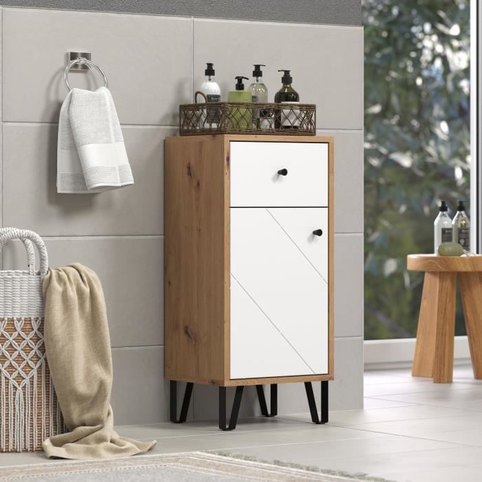Touch Bathroom Furniture, Matt White, Oak Effect — 2