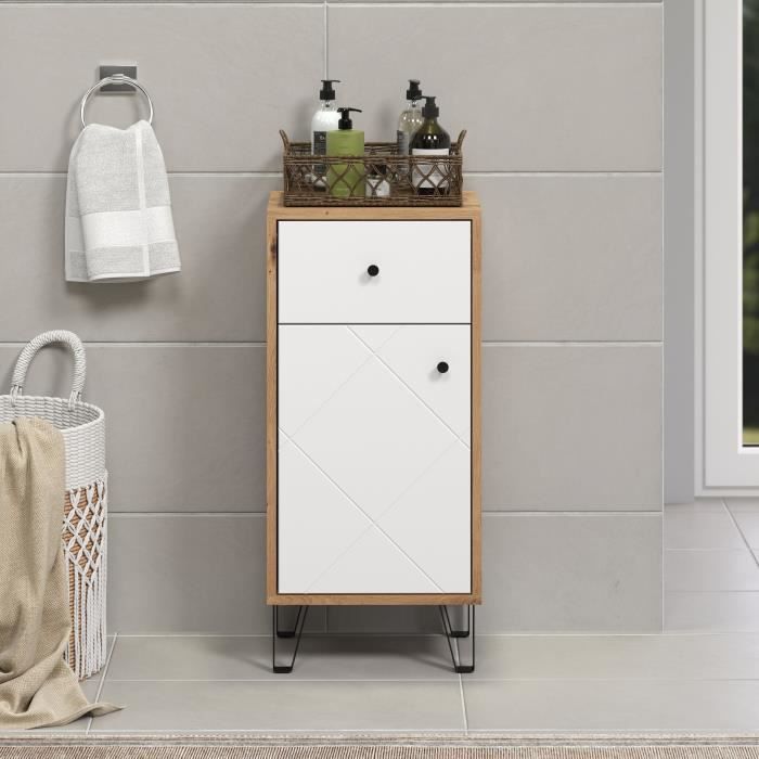 Touch Bathroom Furniture, Matt White, Oak Effect — 5