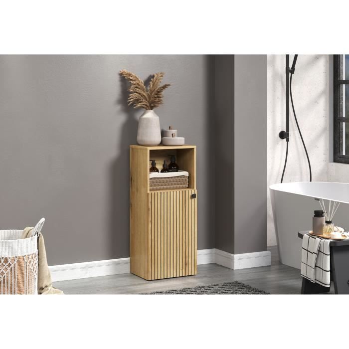 Bathroom Storage Unit, Oak Effect, L40 x H95 x D31 cm, PURE BLISS — 2