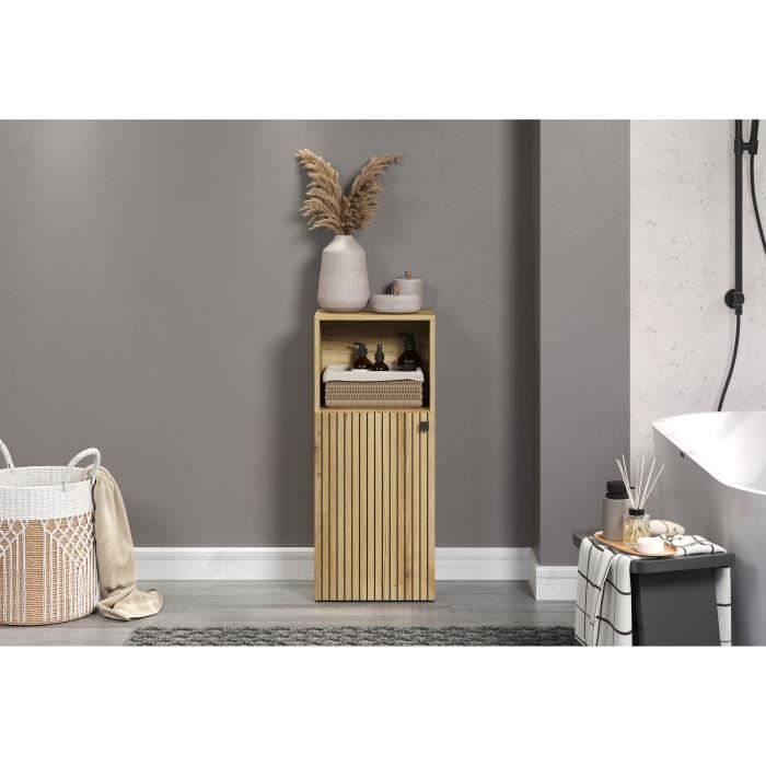 Bathroom Storage Unit, Oak Effect, L40 x H95 x D31 cm, PURE BLISS — 5