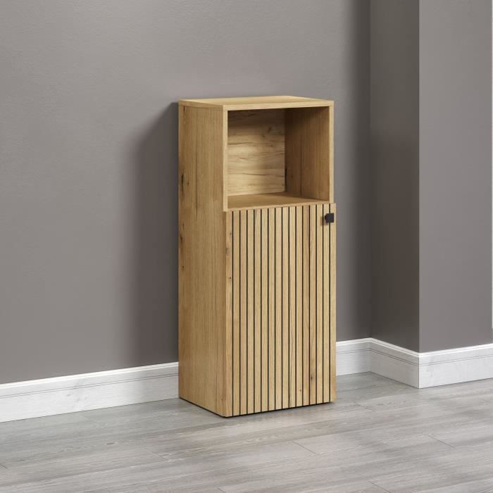 Bathroom Storage Unit, Oak Effect, L40 x H95 x D31 cm, PURE BLISS — 6