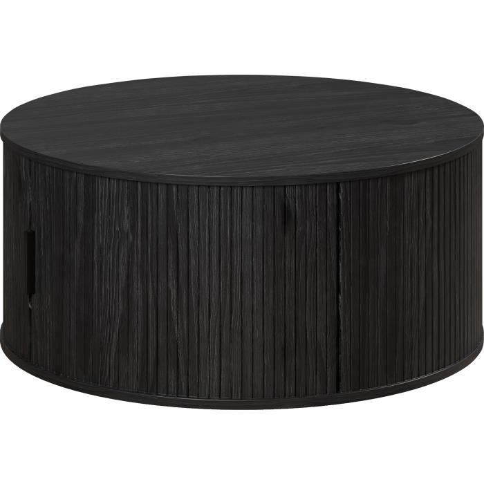 Essential Round Coffee Table, MDF, Black, Diameter 80 cm, Height 36 cm, RONIN