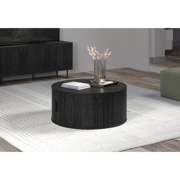 Essential Round Coffee Table, MDF, Black, Diameter 80 cm, Height 36 cm, RONIN — 2