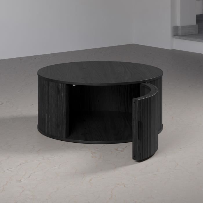 Essential Round Coffee Table, MDF, Black, Diameter 80 cm, Height 36 cm, RONIN — 3
