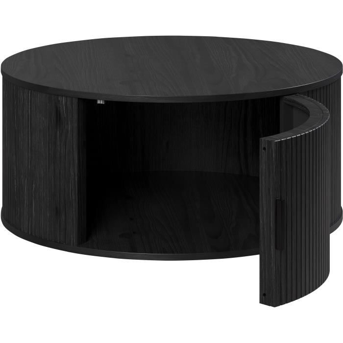 Essential Round Coffee Table, MDF, Black, Diameter 80 cm, Height 36 cm, RONIN — 6