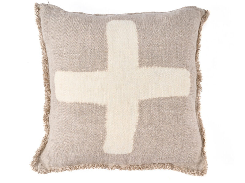 The Ivory Cross Cushion Cover, Natural White, 50x50