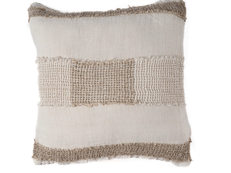 The Linen Threads Cushion Cover, White Natural