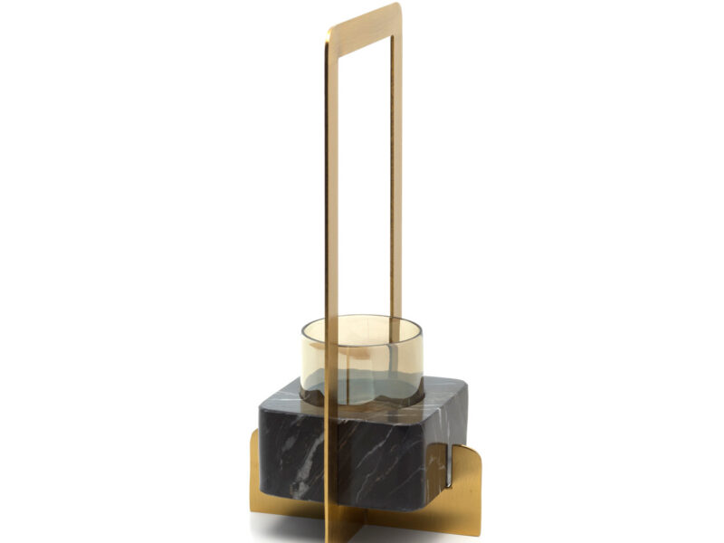 The Marbre d’Or Candle Holder, Gold Black, L