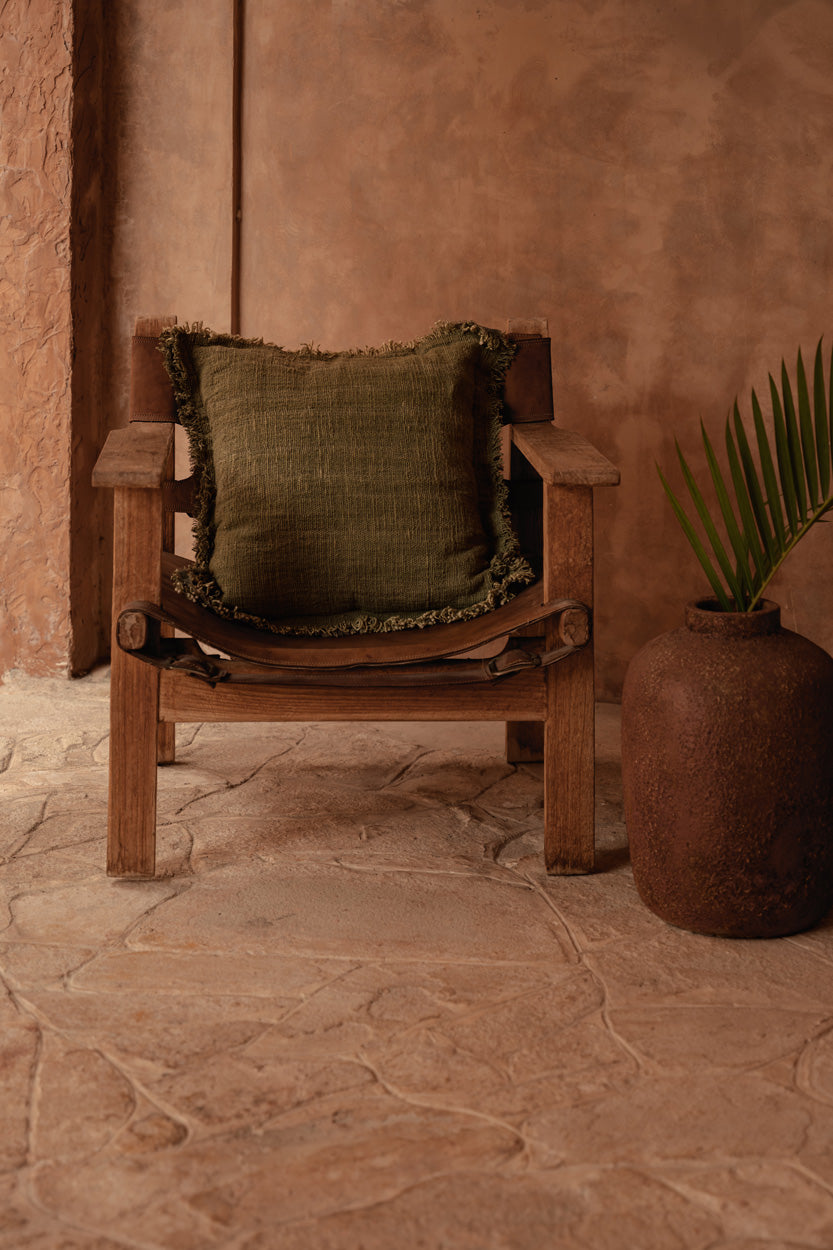 The Jungle Fringe Cushion Cover, Green — 3