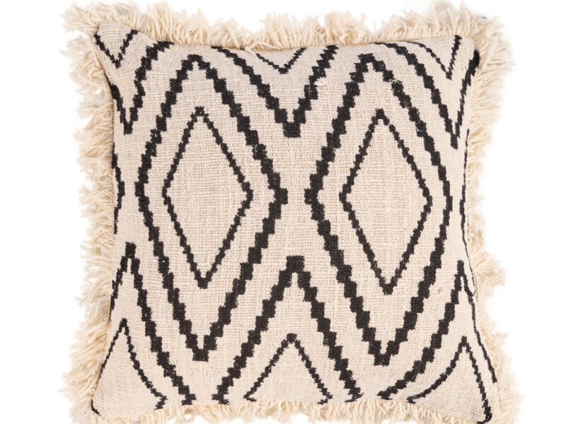 The Sahara Diamond Cushion Cover, Natural Black
