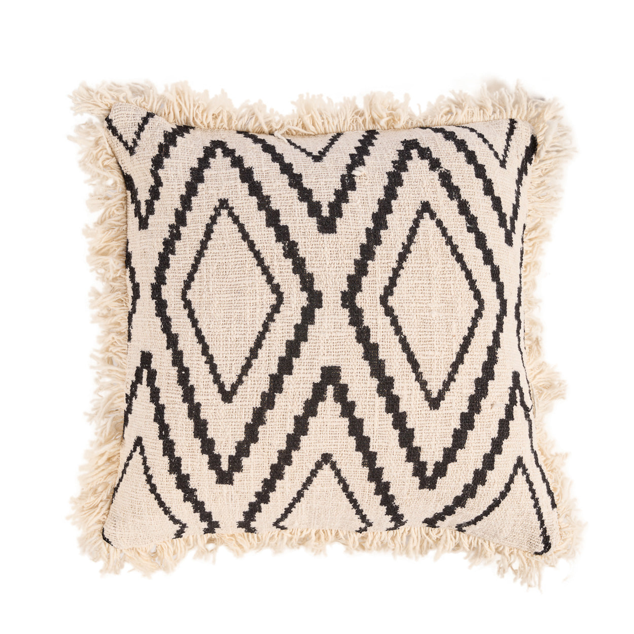 The Sahara Diamond Cushion Cover, Natural Black