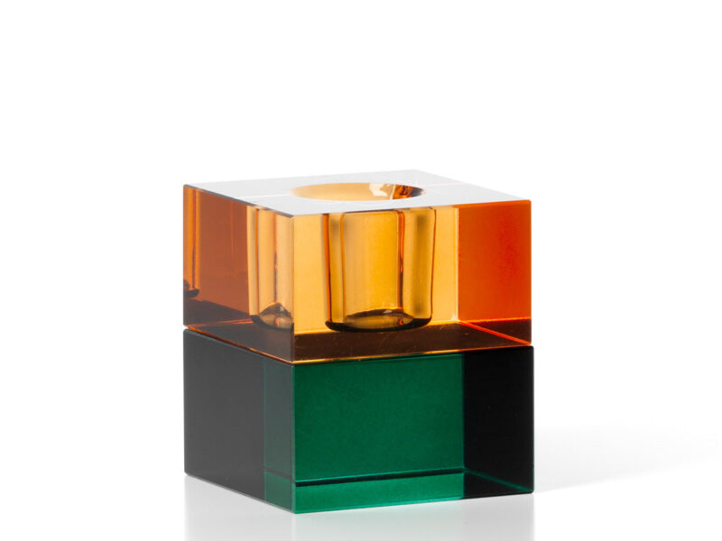The Gem Blocks Candle Holder, Green Amber