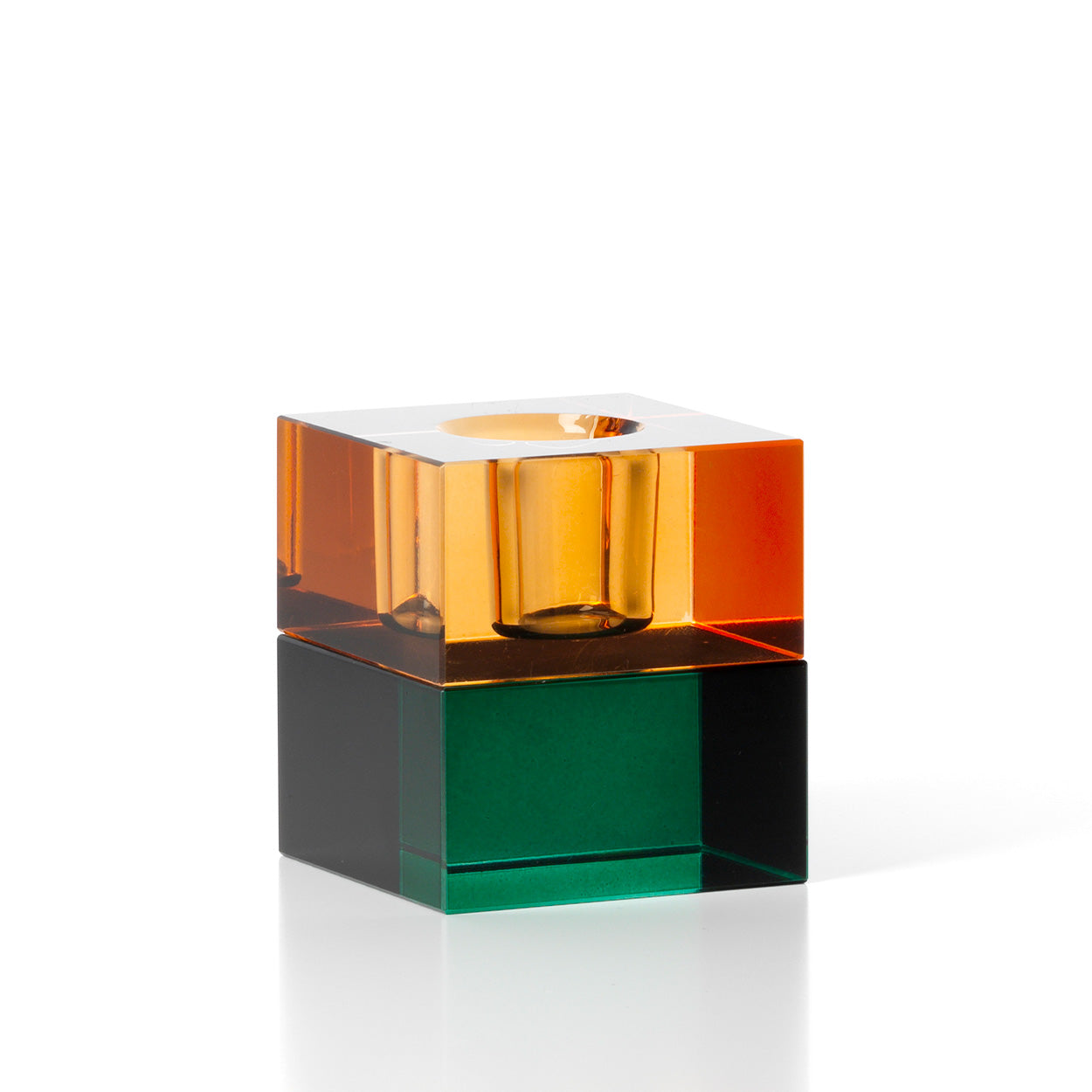 The Gem Blocks Candle Holder, Green Amber