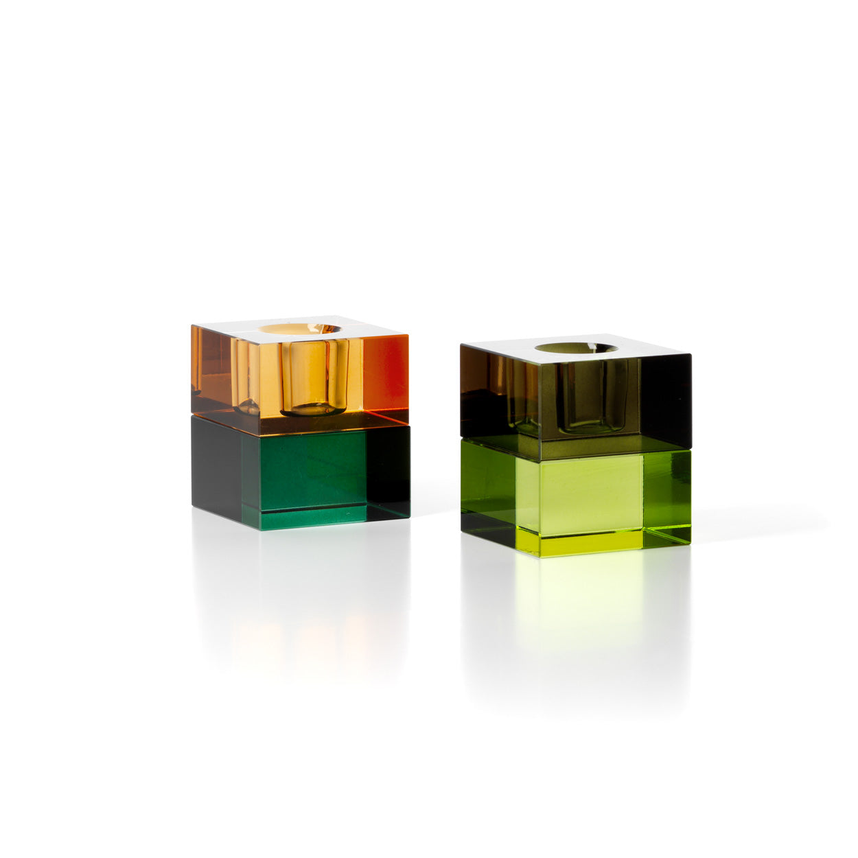 The Gem Blocks Candle Holder, Green Amber — 3