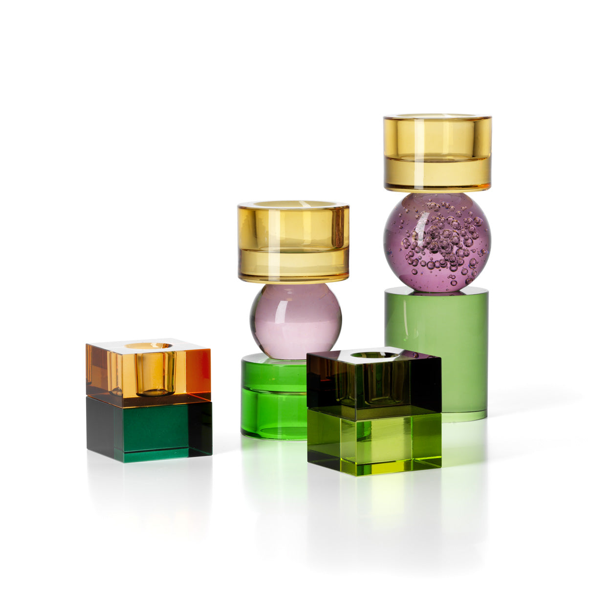 The Gem Blocks Candle Holder, Green Smoke — 4