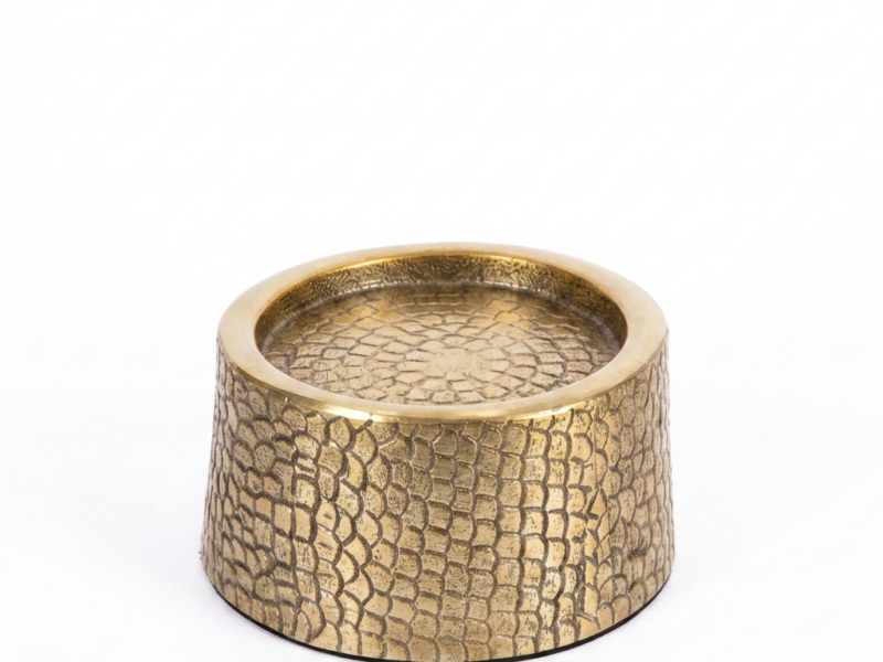 The Croco Candle Holder with Glass, Brass, M