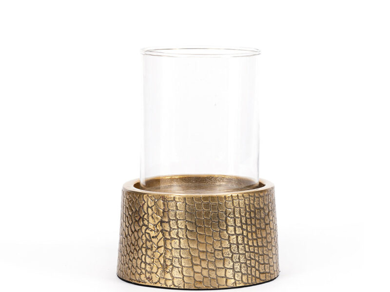 The Croco Candle Holder with Glass, Brass, L