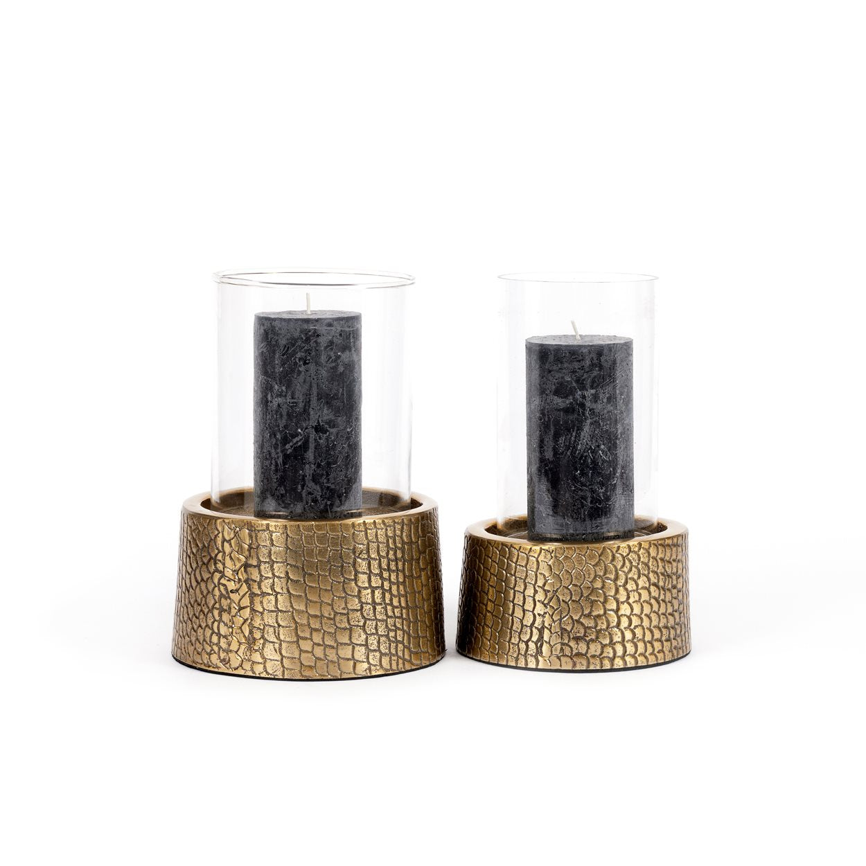 The Croco Candle Holder with Glass, Brass, L — 6