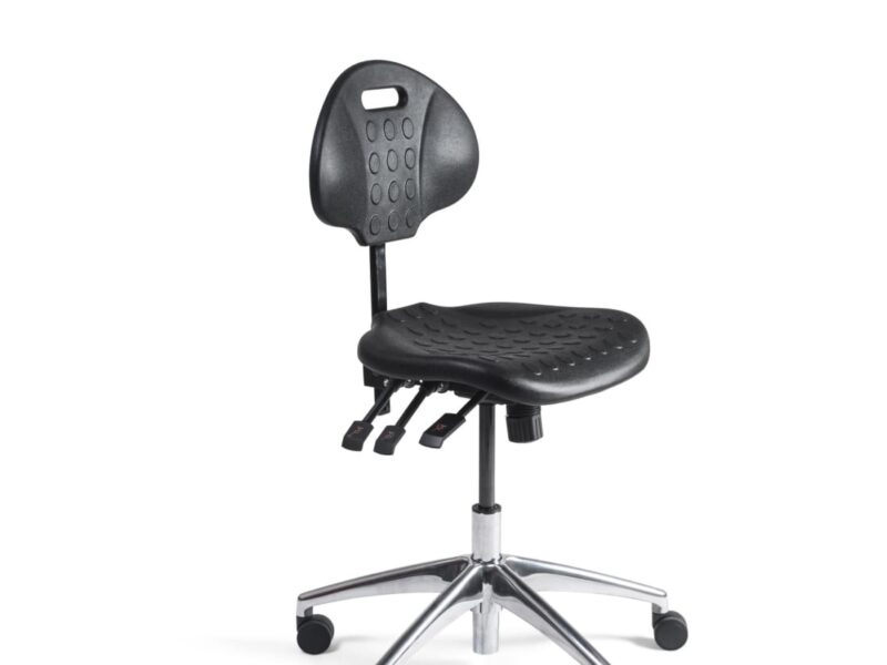 Workliving Work Chair PU Low, Aluminium Base, Castors, (N)EN 1335, Counter Chair, Checkout Chair