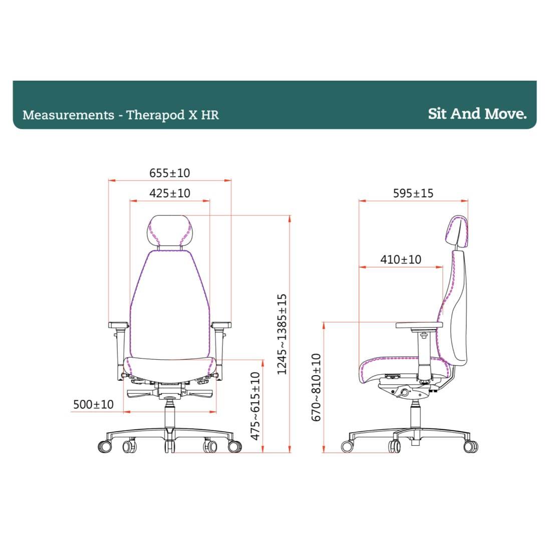 Sit And Move Therapod X Office Chair with Headrest, Black Leather — 8