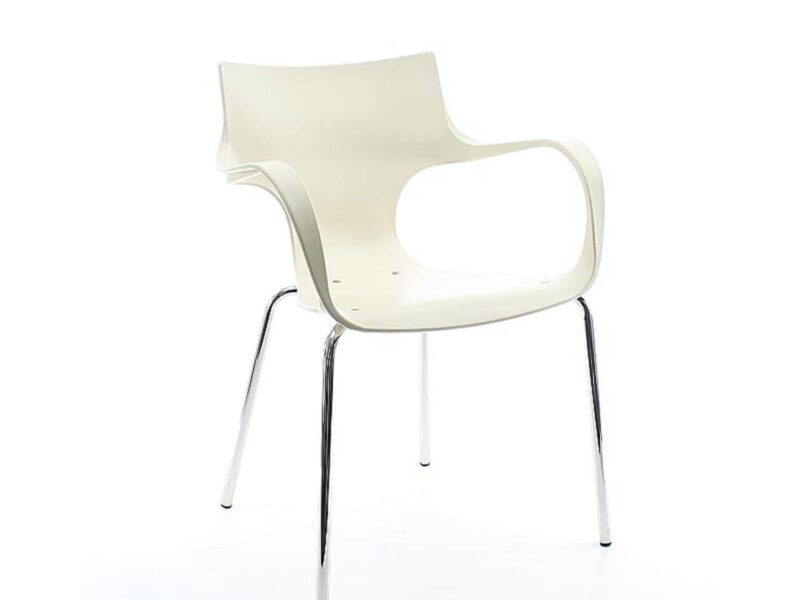 Workliving Jim Stackable Chair, Vanilla, Aluminium Frame