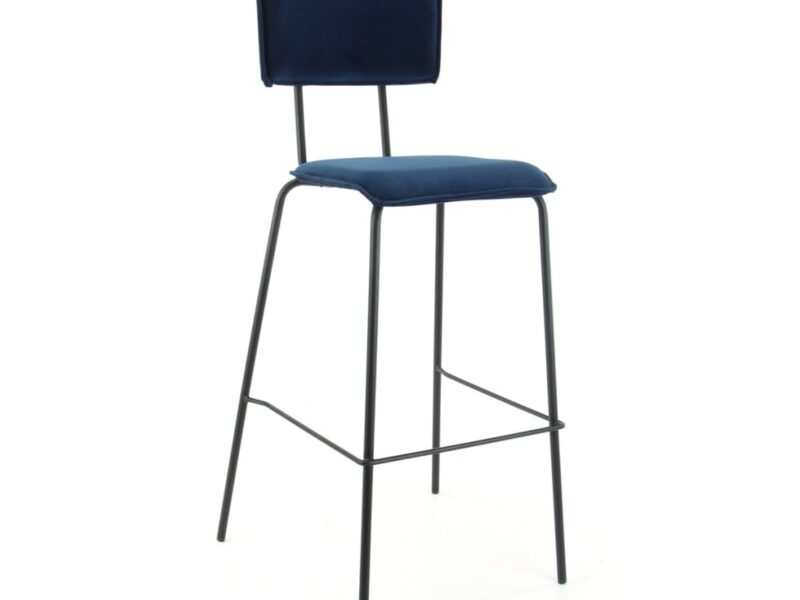 Workliving Bo High Bar Stool, Velvet Earth Indigo