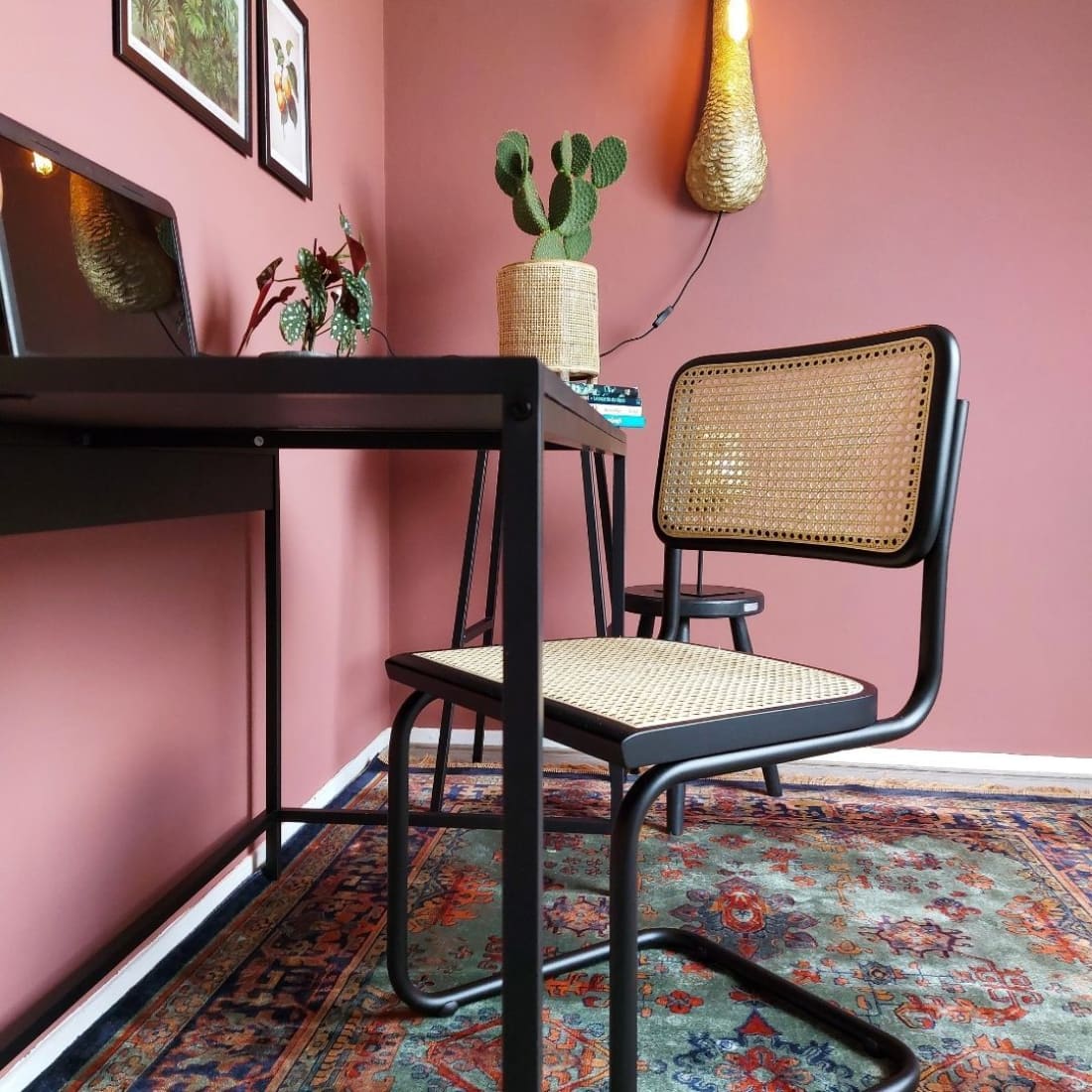 Workliving Bas Dining Chair, Rattan Design, Black — 3