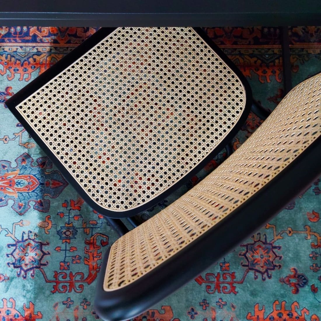 Bas Dining Chair, Rattan Design, Black, Set of 4 — 5
