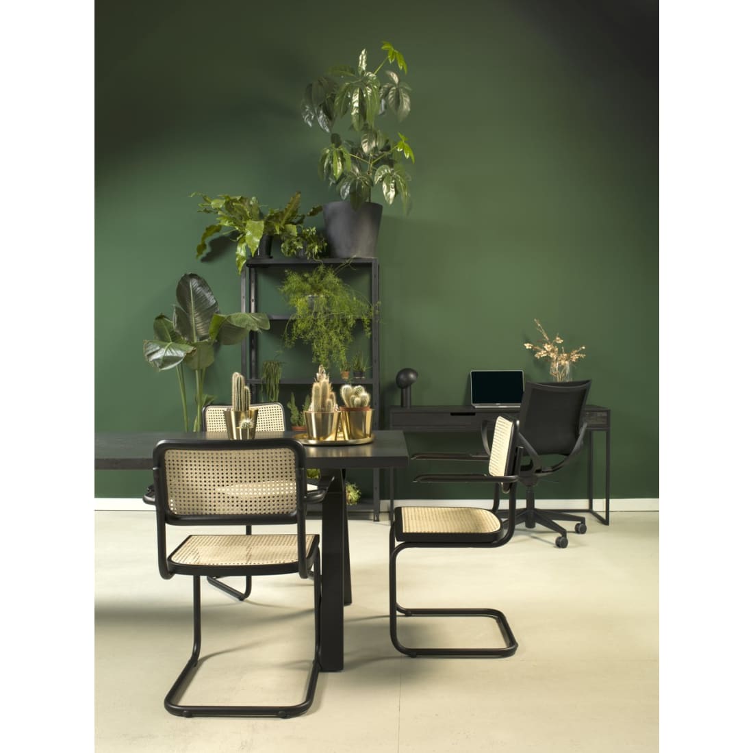Bas Dining Chair, Rattan Design, Black, Set of 4 — 6