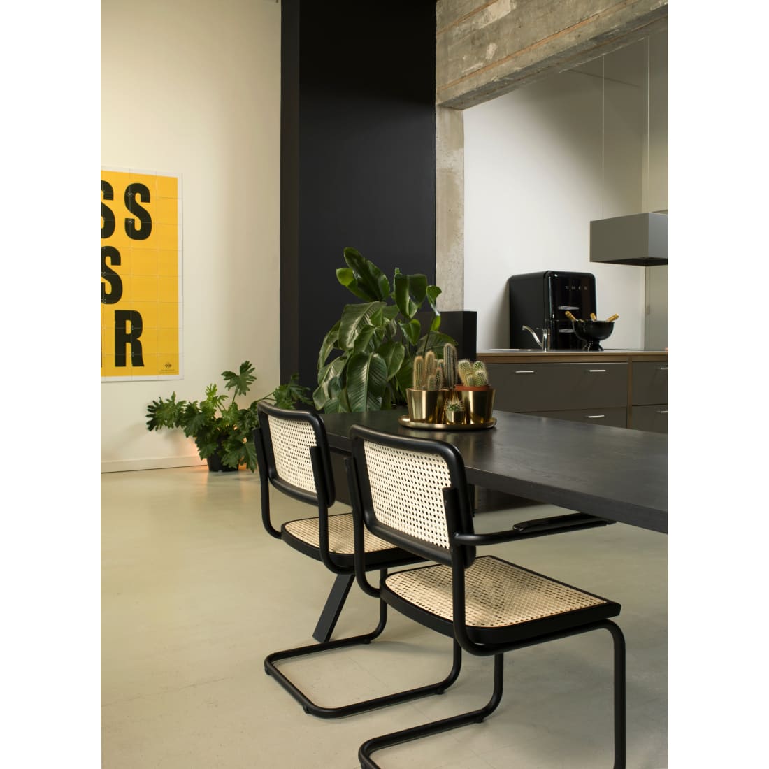 Bas Dining Chair, Rattan Design, Black, Set of 4 — 7