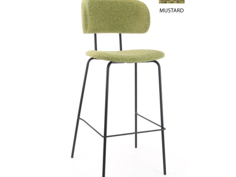 Workliving Society Bo High Bar Stool, Bouclé Mustard