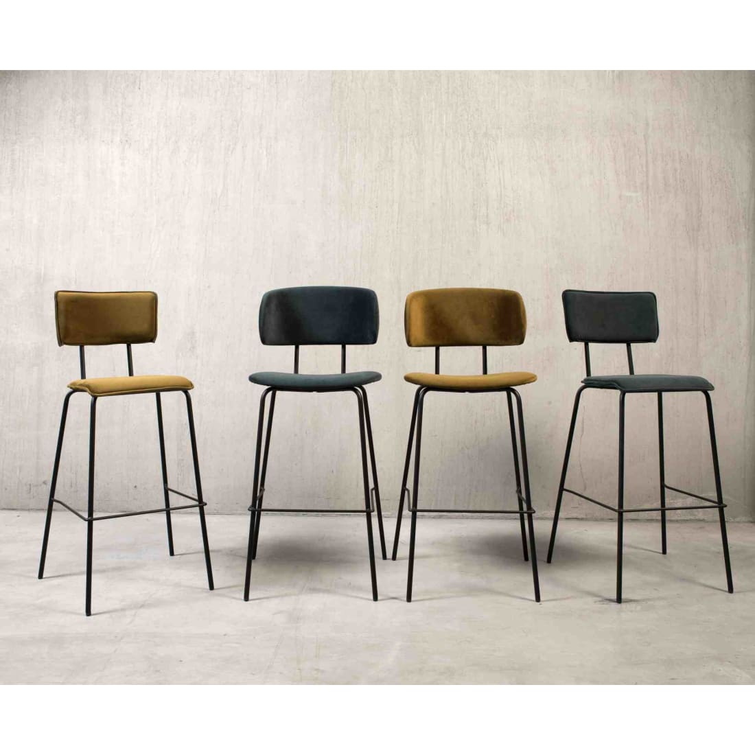 Workliving Society Bo High Bar Stool, Bouclé Mustard — 5