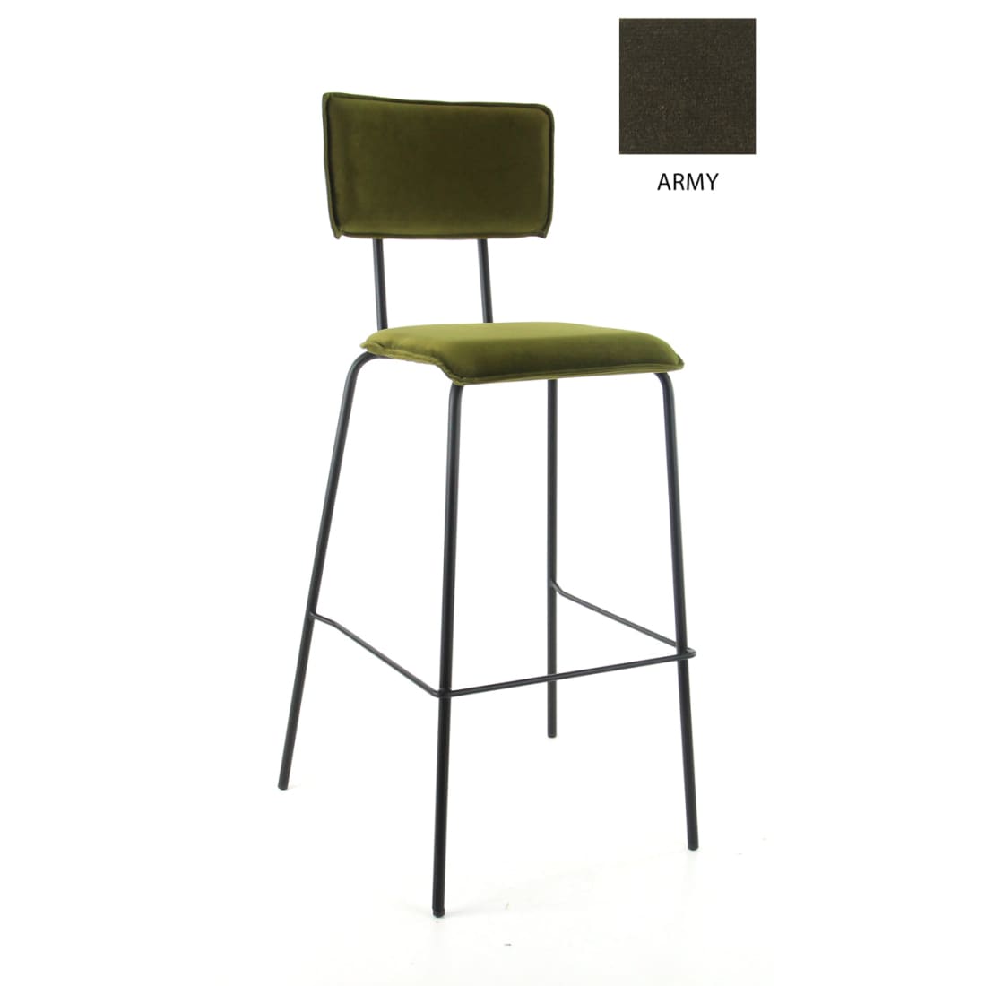 Workliving Bo High Bar Stool, Velvet Earth Army — 4