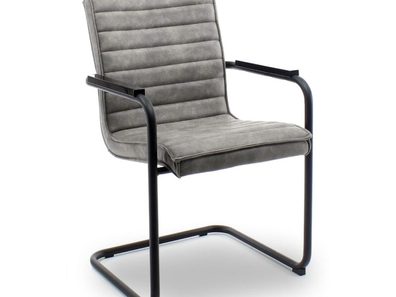 Workliving Haven Dining Chair, Vegan Leather, Grey