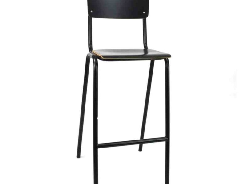 Workliving School Bar Stool, Wooden Design, Black