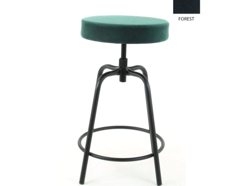 Workliving Low Round Bar Stool, Velvet Earth Forest