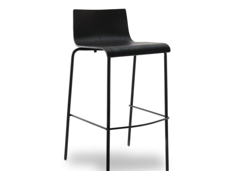 Workliving Bar Stool, Pure Oak, Black