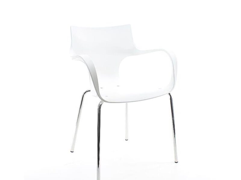 Workliving Jim Stackable Chair, White, Aluminium Frame