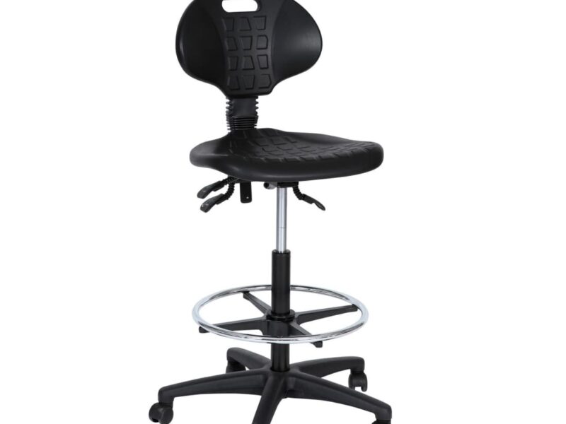 Workliving B PUR High Work Chair, Nylon Base, Castors, Foot Ring, Counter Chair, Checkout Chair (Unassembled)