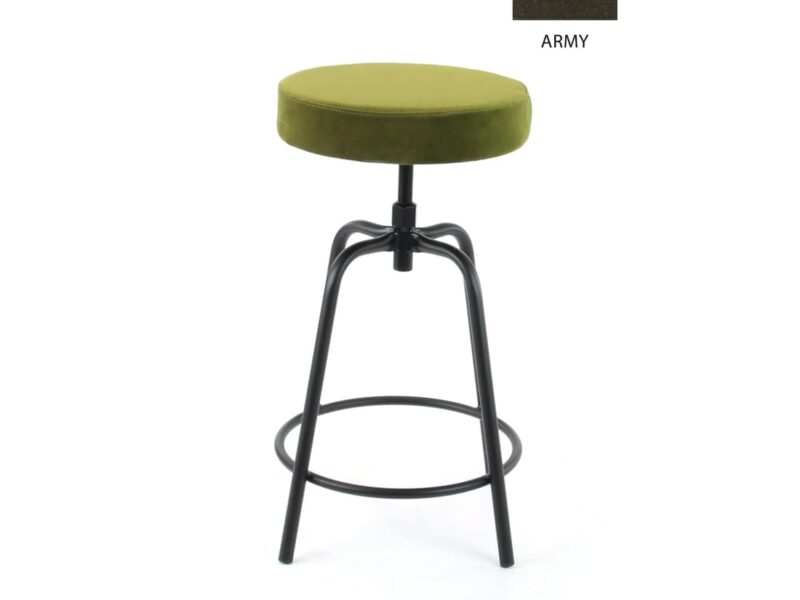 Workliving Low Round Bar Stool, Velvet Earth Army