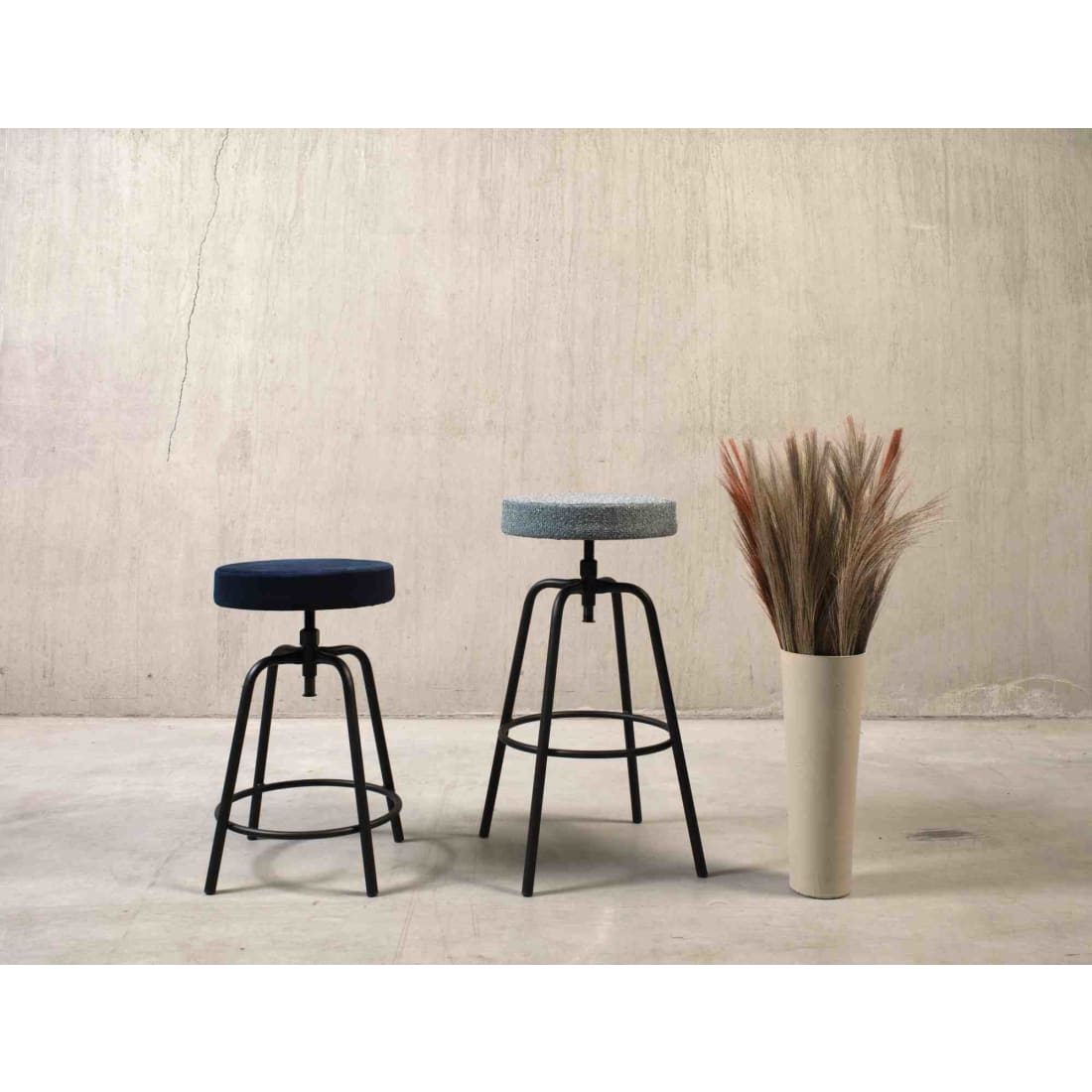 Workliving Low Round Bar Stool, Velvet Earth Army — 3