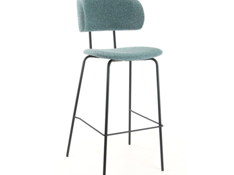 Workliving Society Bo High Bar Stool, Bouclé Petrol